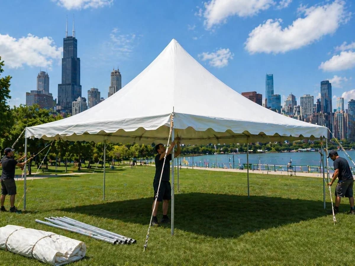 Guests under tent — corporate event