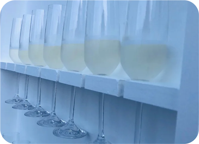 Champagne wall display at an upscale event