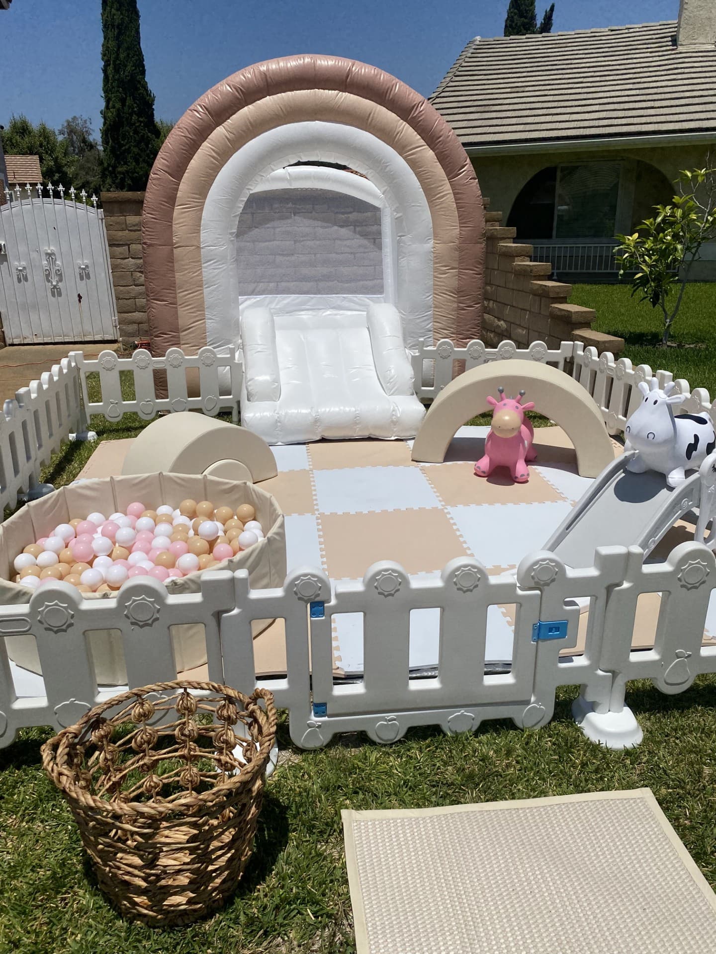 White bounce house rental — party
